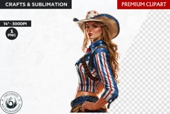 Patriotic cowgirl clipart,independence day western clipart Product Image 1