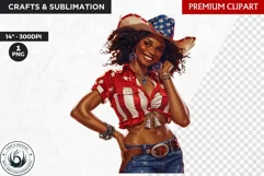 4th of July cowgirl clipart,independence day sublimation Product Image 1