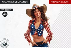 4th of July cowgirl clipart,independence day sublimation Product Image 1