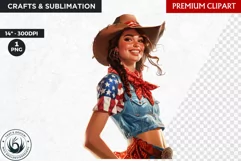 Patriotic cowgirl clipart,independence day western clipart Product Image 1