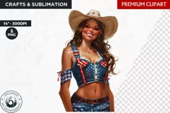 Patriotic cowgirl clipart,independence day western clipart Product Image 1