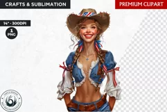 Patriotic cowgirl clipart,independence day western clipart Product Image 1