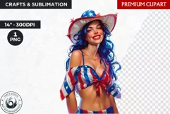 4th of July cowgirl clipart,independence day sublimation Product Image 1