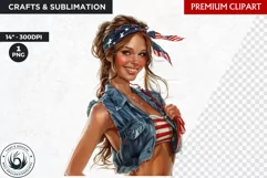 Patriotic cowgirl clipart,independence day western clipart Product Image 1