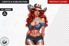 Patriotic cowgirl clipart,independence day western clipart Product Image 1