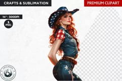 4th of July cowgirl clipart,independence day sublimation Product Image 1