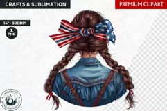 Patriotic cowgirl clipart,independence day western clipart Product Image 1