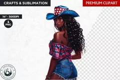 Patriotic cowgirl clipart,independence day western clipart Product Image 1