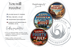 4th of July Slogans PNG Clipart set, Patriotic Quotes Product Image 2