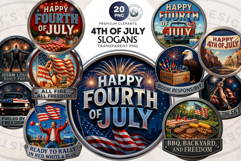 4th of July Slogans PNG Clipart set, Patriotic Quotes Product Image 1