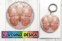 Round Keychain with 3D Butterfly Delight Product Image 1
