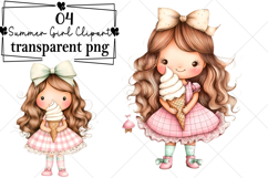 Whimsical Little Summer Girl Clipart Watercolor PNG Product Image 1