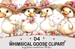 Whimsical Goose Clipart Watercolor png Product Image 1