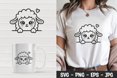 Cute kawaii peeking baby goat t-shirt, mug wrap, svg design Product Image 1