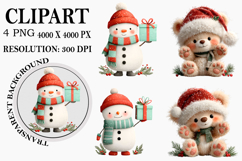Whimsical Christmas clipart Watercolor PNG Product Image 1