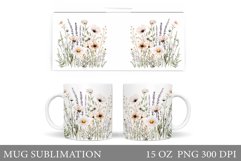 Wildflowers Mug Sublimation. Flowers Mug Wrap Design Product Image 1