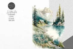 Nature clipart, Lake clipart, Watercolor Product Image 1