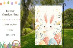 Welcome Easter Garden Flag, Cartoon Easter Bunny Sublimation Product Image 1
