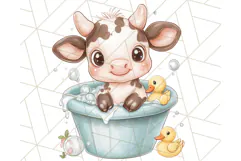 Farm Animal Babies in Bubble Bath PNG, Nursery Clipart Product Image 4