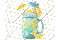 Sky Blue and Sunshine Yellow Summer Clipart PNG, Tropical Product Image 4