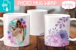 Floral Photo Mug template sublimation PNG, Spring mug PNG Product Image 3
