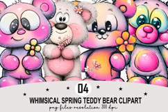 Whimsical Spring Teddy Bear Clipart Watercolor PNG Product Image 1
