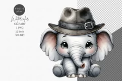 Cute Elephant clipart, Animals clipart, Watercolor clipart Product Image 1