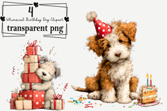 Whimsical Birthday Dog Clipart Watercolor PNG Product Image 1