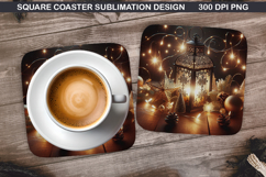 Christmas Coaster Sublimation, Christmas Coaster PNG Design Product Image 1