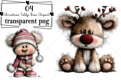 Whimsical Christmas Teddy Bear Clipart Watercolor PNG Product Image 1