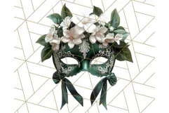 Vintage Garden Masquerade Floral Eye Mask PNG Clipart Product Image 4