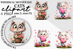 Whimsical Mother Day Cats Clipart Png Product Image 1