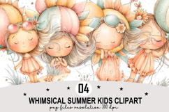 Whimsical Summer Kids Clipart Watercolor Png Product Image 1
