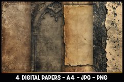 4 Vintage Digital Papers I Junk Journal Pages Product Image 1