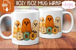 Boo mug wrap sublimation, Fall ghosts mug template Product Image 2