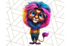 Funky Safari Animals PNG Clipart With Rainbow Hair, Cute Png Product Image 4