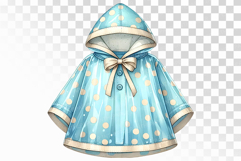 Watercolor Cute Polka Dot Blue Raincoat Child Apparel PNG Product Image 1