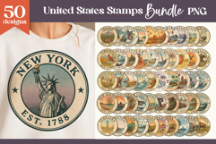 Us States Vintage Stamp PNG | 50 States Bundle Product Image 1