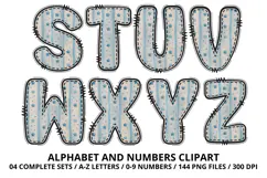 Blue Baby Shower Alphabet Clipart PNG 300 DPI Product Image 4