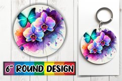 Radiant Circle Sublimation Keychain, Butterfly Product Image 1