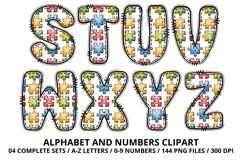 Autism Awareness Doodle Letters Puzzle Piece Alphabet PNG Product Image 4