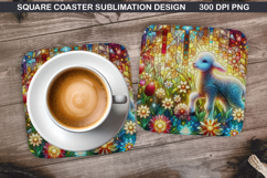 Lamb Coaster Sublimation, Easter Coaster PNG Design Product Image 1