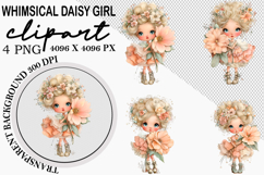 Whimsical Girl Clipart Watercolor png Product Image 1