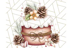 Christmas Cake Clipart PNG, Cottagecore Holiday Desserts Product Image 4