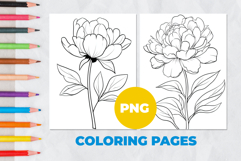 Peony flower Coloring Pages | Coloring book Product Image 1
