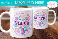 Cute Nurse Mug Wrap for Sublimation | Nurse mug PNG Product Image 1