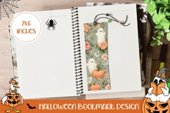 Floral Halloween Bookmark Design, Cartoon Ghost Bookmark PNG Product Image 1