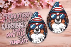 American Flag Teardrop Earrings Dog Sublimation Product Image 1