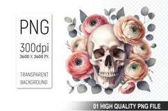 Cute Floral skull PNG, Valentine&#039;s Day Animal PNG Product Image 1