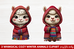 Whimsical Cozy Winter Animals Clipart | Cute Snowy Forest Product Image 1